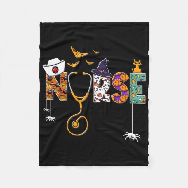 Halloween Nurse Nursing Cute Health Worker Hallowe Fleecefilt (Framsidan)