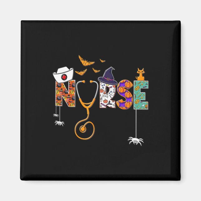 Halloween Nurse Nursing Cute Health Worker Mönster Magnet (Framsidan)