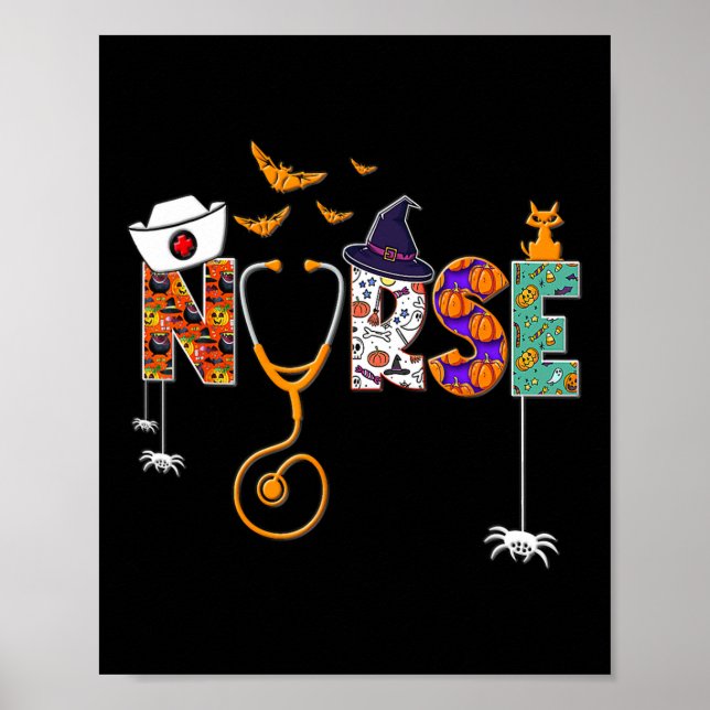 Halloween Nurse Nursing Cute Health Worker Mönster Poster (Framsidan)