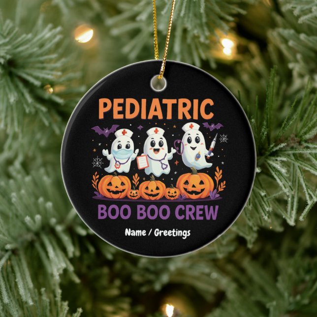 Halloween Nurse Pedionic Boo Crew Funny Spook Julgransprydnad Keramik (Träd)