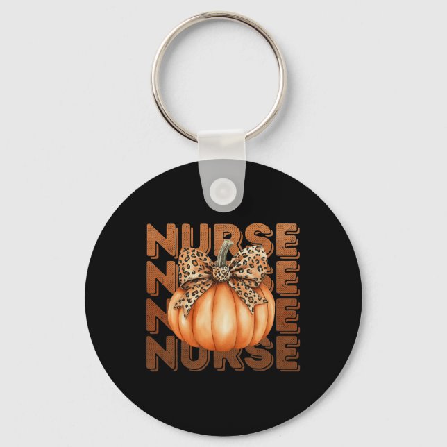 Halloween Nurse Pumpkin Nursing SCrub Top Costume Nyckelring (Framsida)