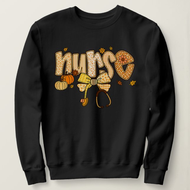 Halloween Nurse Pumpkin Nursing SCrub Top Fall T Shirt (Design framsida)