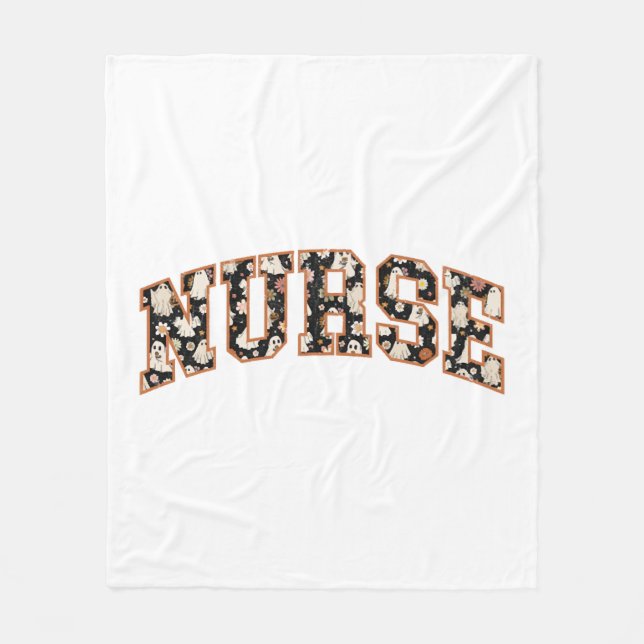 Halloween Nurse Retro Fall Season Fleecefilt (Framsidan)