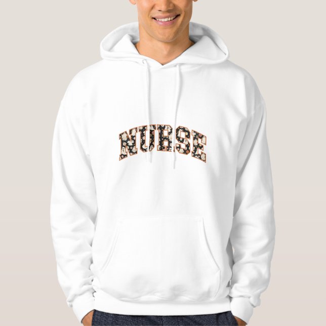 Halloween Nurse Retro Fall Season Hoodie (Framsida)