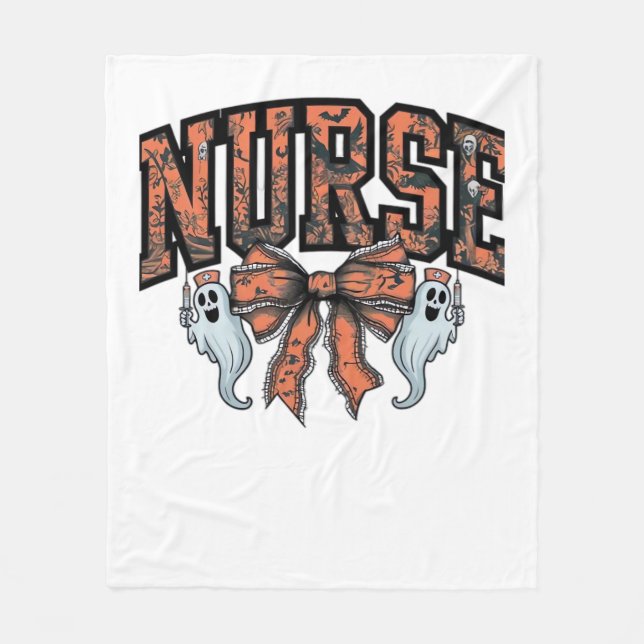 Halloween Nurse Scary Coquette Bow Classic T-Shirt Fleecefilt (Framsidan)