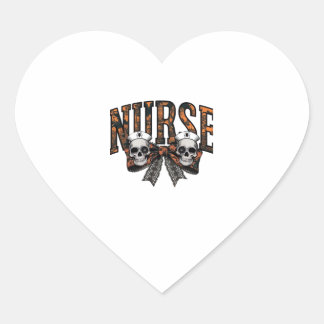 Halloween Nurse Scary Coquette Bow Classic T-Shirt Hjärtformat Klistermärke