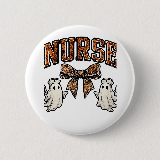 Halloween Nurse Scary Coquette Bow Classic T-Shirt Knapp (Framsida)