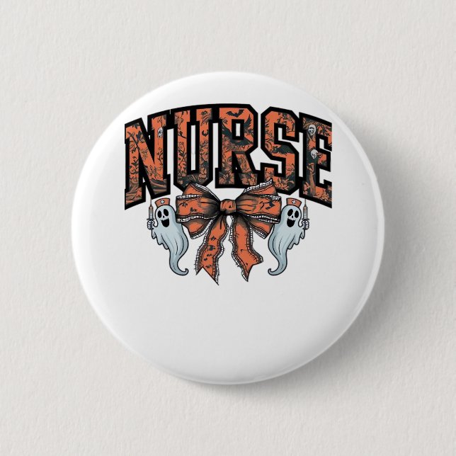 Halloween Nurse Scary Coquette Bow Classic T-Shirt Knapp (Framsida)