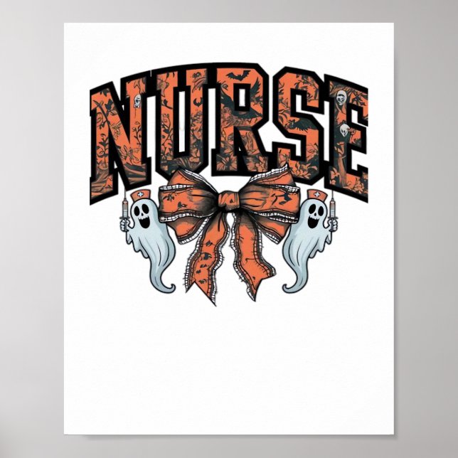 Halloween Nurse Scary Coquette Bow Classic T-Shirt Poster (Framsidan)