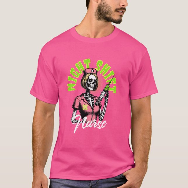 Halloween Nurse Shirt Scary Night Shift Skeleton N T (Framsida)