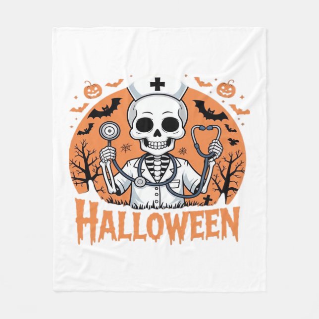 Halloween Nurse skeleton Essential T-Shirt_1 Fleecefilt (Framsidan)