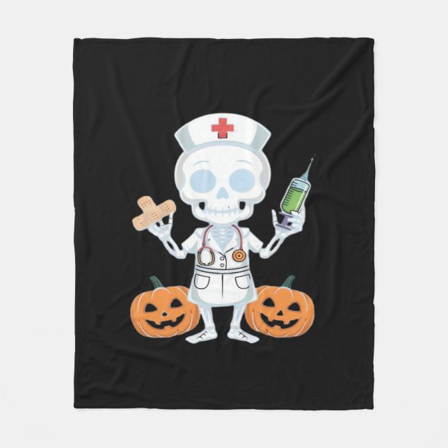 Halloween Nurse Skeleton Essential T-Shirt Fleecefilt (Framsidan)