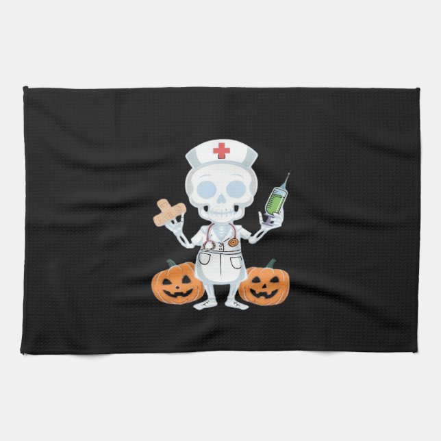 Halloween Nurse Skeleton Essential T-Shirt Kökshandduk (Horisontell)