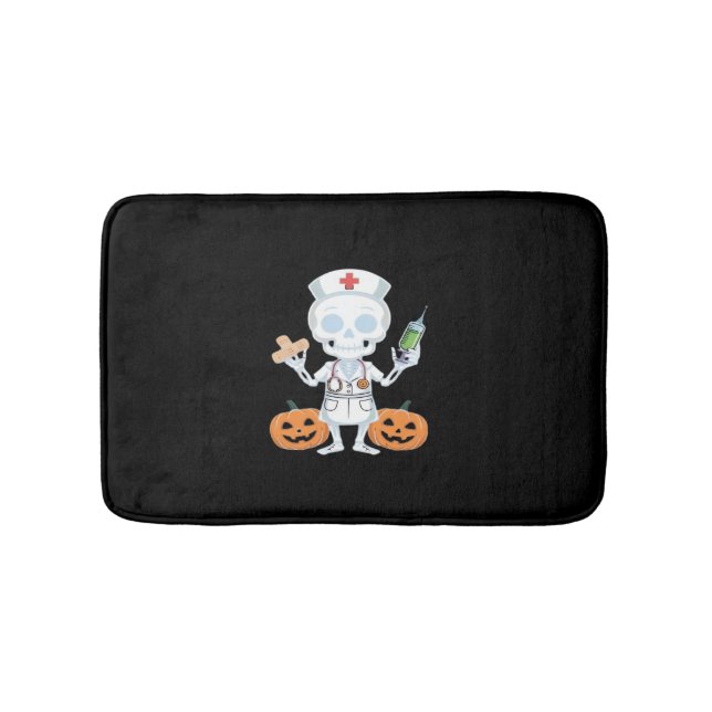 Halloween Nurse Skeleton Funny Joke Essential T-Sh Badrumsmatta (Framsidan)