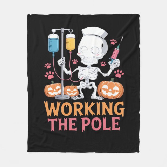 Halloween Nurse Skeleton Funny Joke Essential T-Sh Fleecefilt (Framsidan)
