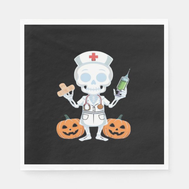 Halloween Nurse Skeleton Funny Joke Essential T-Sh Pappersservett (Framsidan)