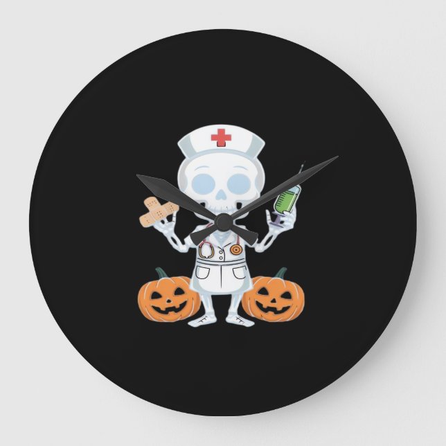 Halloween Nurse Skeleton Funny Joke Essential T-Sh Stor Klocka (Framsida)