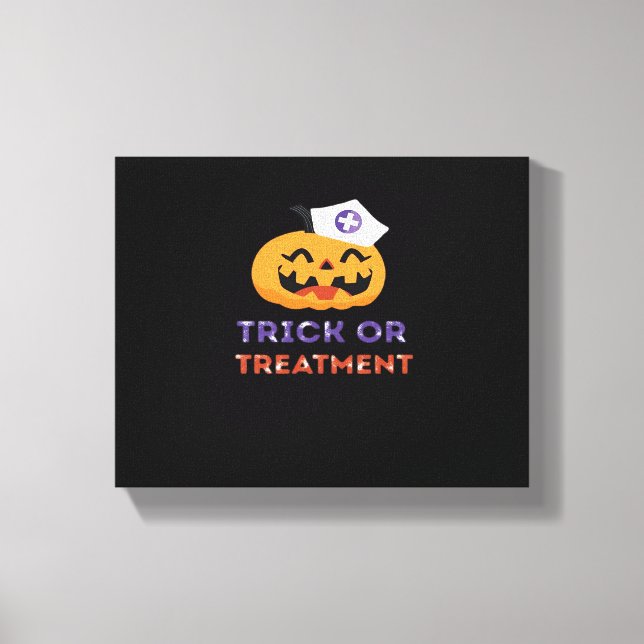 Halloween Nurse Trick eller behandling Classic T-  Canvastryck (Framsida)