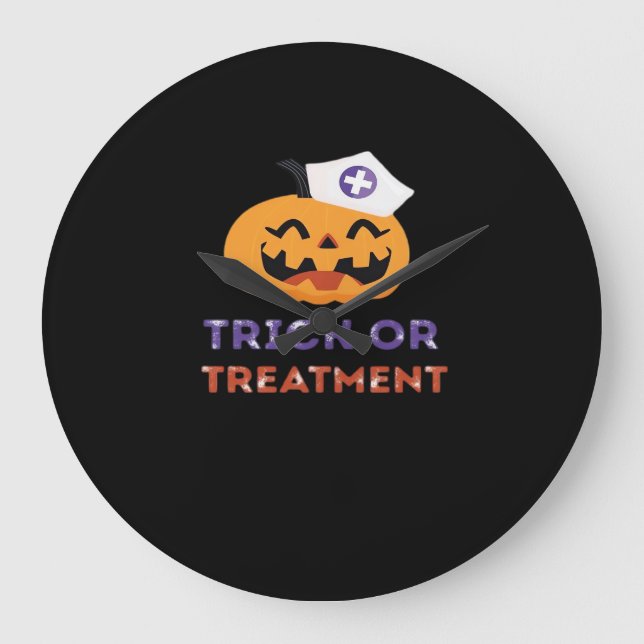 Halloween Nurse Trick eller behandling Classic T-  Stor Klocka (Framsida)