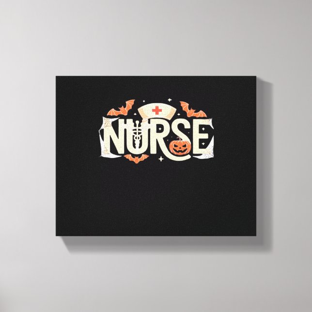 Halloween Nurse Typography - Spooky Medical Design Canvastryck (Framsida)