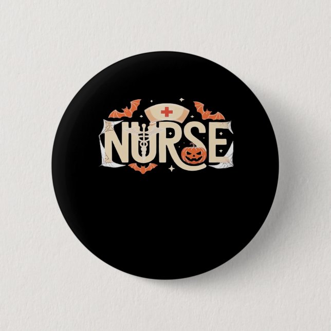 Halloween Nurse Typography - Spooky Medical Design Knapp (Framsida)