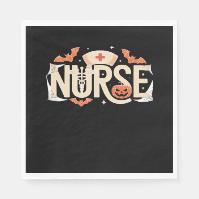 Halloween Nurse Typography - Spooky Medical Design Pappersservett (Framsidan)