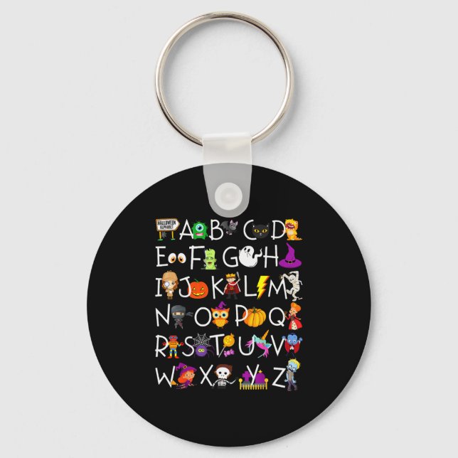 Halloween Nursery Teacher Shirt, Halloween Alphabe Nyckelring (Framsida)