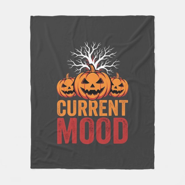 Halloween Nuvarande Stämning Pumpa Träd Design Fleecefilt (Framsidan)