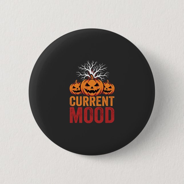 Halloween Nuvarande Stämning Pumpa Träd Design Knapp (Framsida)