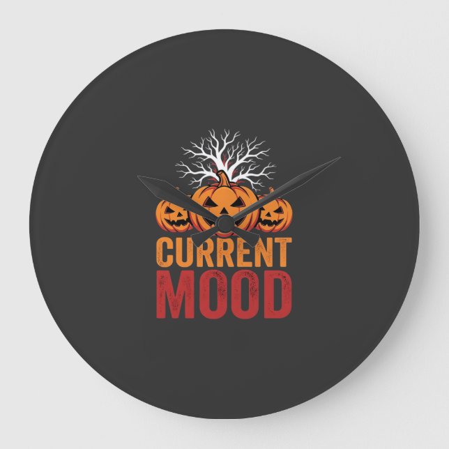 Halloween Nuvarande Stämning Pumpa Träd Design Stor Klocka (Framsida)