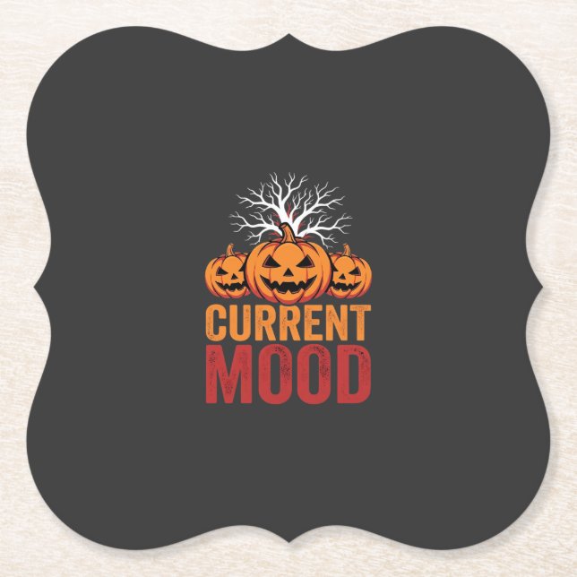 Halloween Nuvarande Stämning Pumpa Träd Design Underlägg Papper (Framsida)