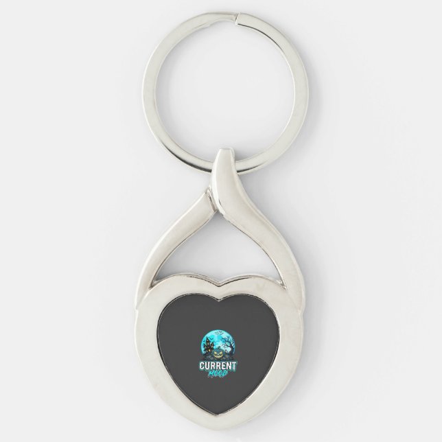 Halloween Nuvarande Stämning Spöklik Pumpa Twisted Heart Silverfärgad Nyckelring (Framsidan)