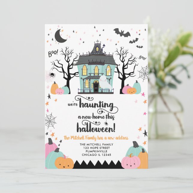 Halloween-Nytt adress nytt hemmeddelande Inbjudningar (Stående Fram)