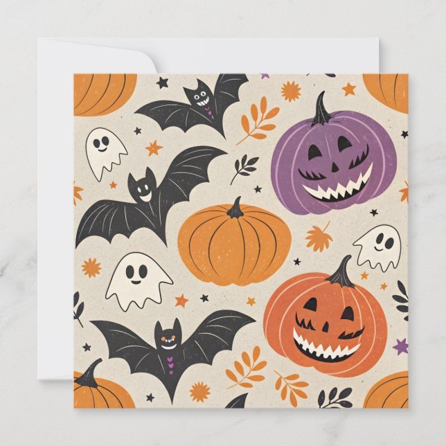 Halloween och hösten mönster inbjudningar (Framsida)