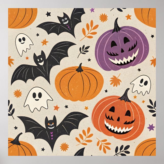 Halloween och hösten mönster poster (Framsidan)