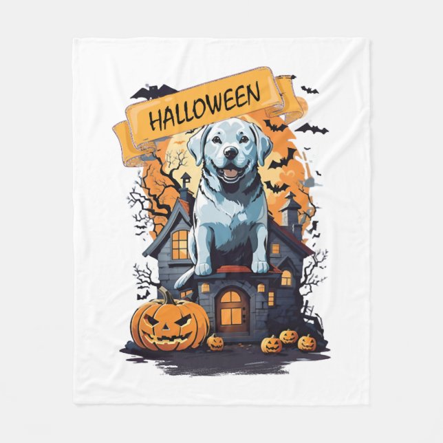 HALLOWEEN OCH HUND FLEECEFILT (Framsidan)