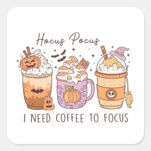 Halloween och kaffe fyrkantigt klistermärke