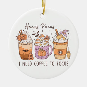 Halloween och kaffe julgransprydnad keramik