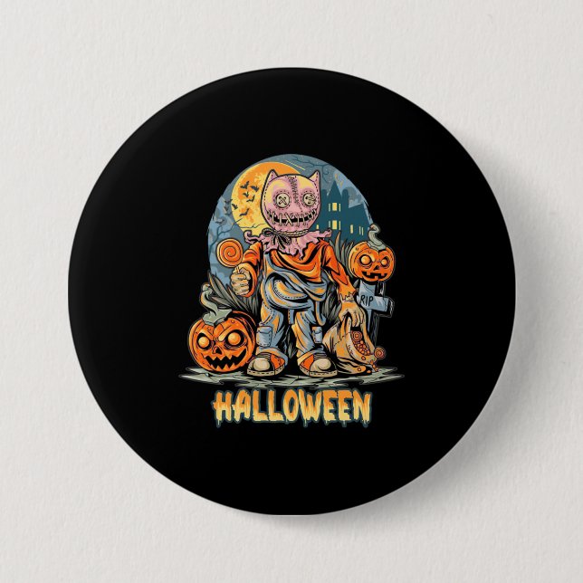 Halloween och katt knapp (Framsida)