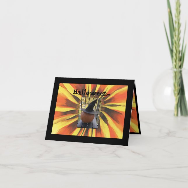 Halloween och med Witch Hat Kort (Framsida)