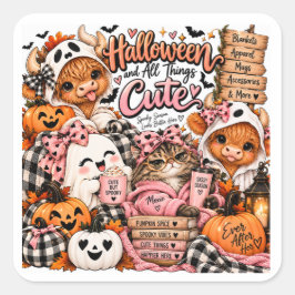 Halloween och söta saker dekal fyrkantigt klistermärke