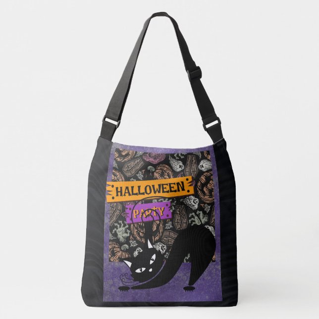 Halloween och svart katt shoppingväska axelväska (Framsida)