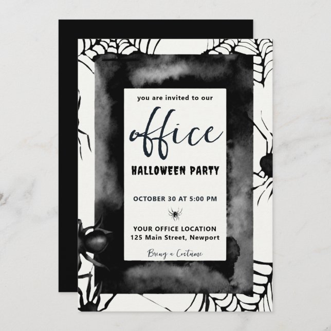 Halloween Office Party Business Corporate Spiders Inbjudningar (Fram/baksida)