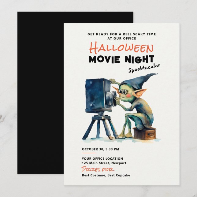 Halloween Office Party Business Movie Gremlin Inbjudningar (Fram/baksida)