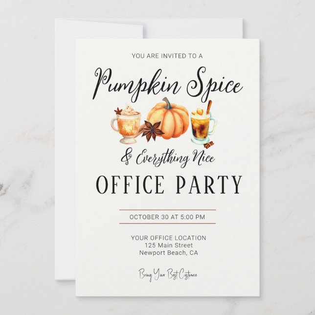 Halloween Office Party Business Pumpkin Spice Nice Inbjudningar (Framsida)