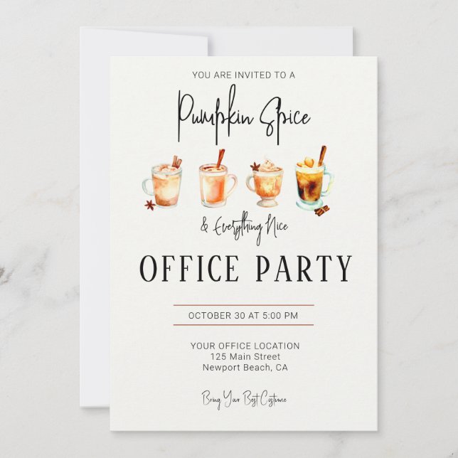 Halloween Office Party Elegant Pumpkin Spice Nice Inbjudningar (Framsida)