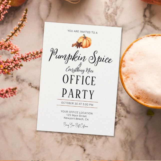 Halloween Office Party Roligt Team Pumpkin Spice N Inbjudningar (Halloween office party invitation business corporate pumpkin spice everything nice minimalist modern)