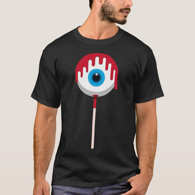 Halloween Öga Candy - Bloody Creepy Eyeball Lollip T Shirt (Framsida)