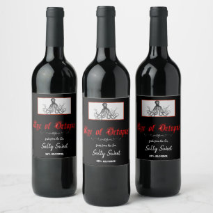 Halloween Öga i Octopus Roligt Vinflaska Etikett