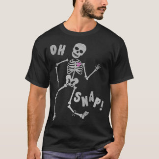 Halloween Oh Snap Skeleton Broken Leg Graphic T Shirt